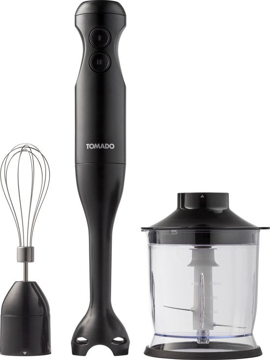 Tomado TSB3501B - Set mixeur plongeant - Hachoir - Fouet - 350W - 2 vitesses - Noir