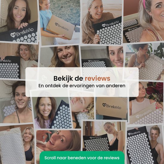 Tapis d'acupression avec coussin - BrellaVio - Gris - 74x44 cm - Tapis d'acupression - Lit d'ongles - Coussin d'acupuncture - Massage Shakti