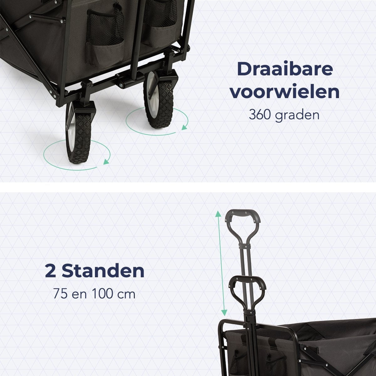 Chariot pliable LifeGoods roues pivotantes 70 kg gris