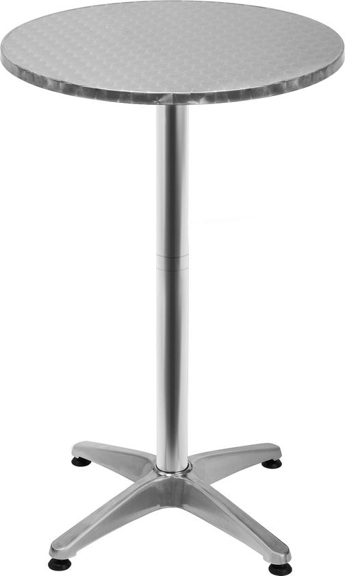 Bartable 2 en 1 - Casaria - Aluminium réglable - Plateau rond Ø 60 cm - Argenté