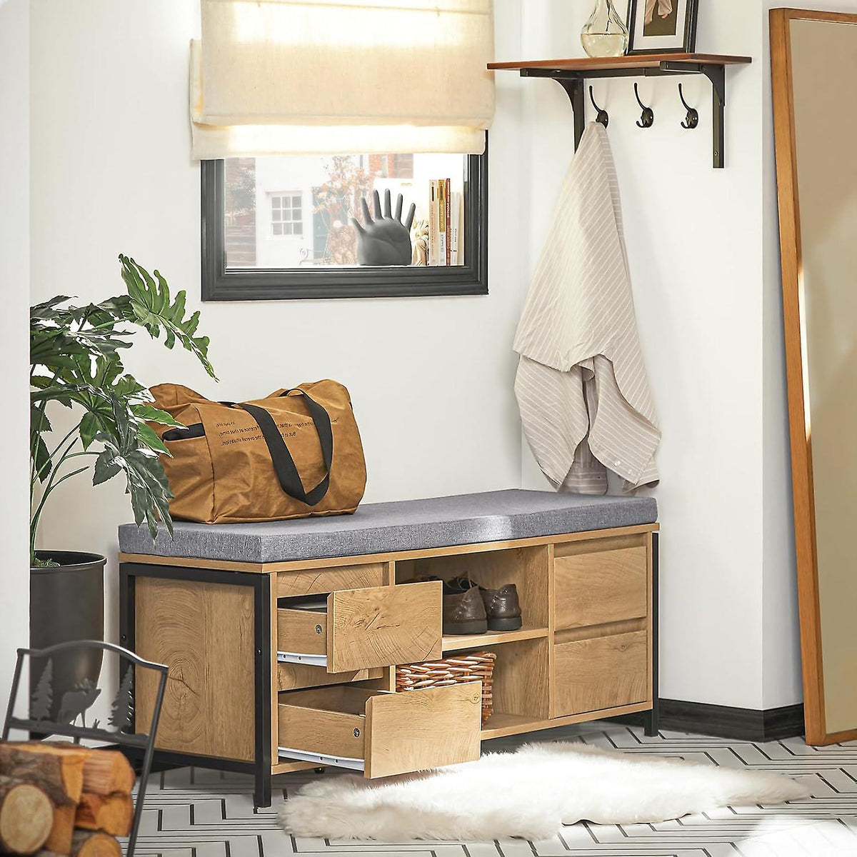 SoBuy Meuble à chaussures - FSR149-N - Panneau de particules et MDF - Max. 150kg. - 110x35x45cm - Marron