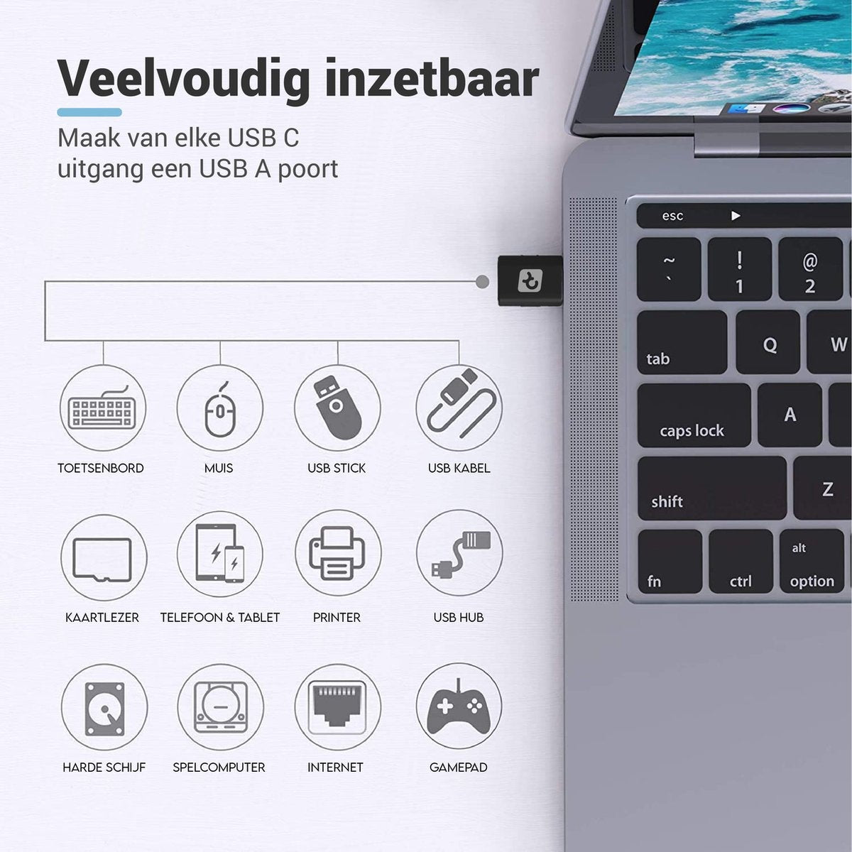 Teeco - USB C vers USB A - 2 pièces - USB C vers USB A - USB 3.0 - 5Gps - Thunderbolt - USB - Convient pour clé USB, hub USB, hub USB c et répartiteur USB - Aluminium - Noir