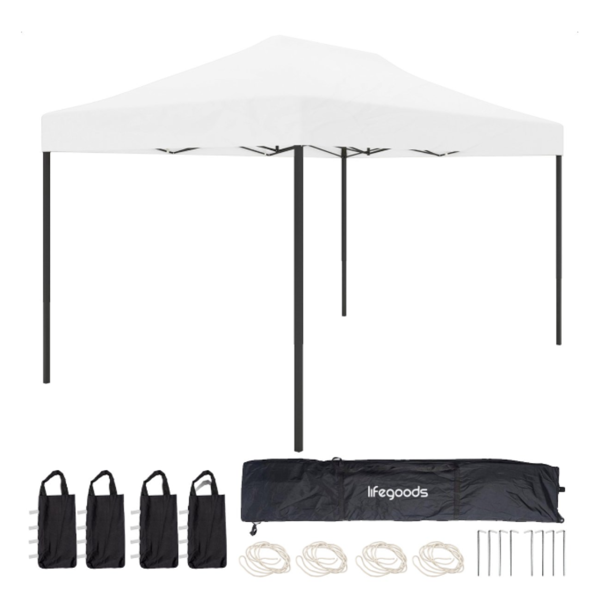 Tentes de fête - Pavillon - LifeGoods - 3x4.5 m - Facile à monter - Pliable - Imperméable - Sac de transport à roulettes - Blanc
