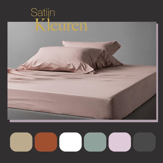 Drap-housse Ten Cate Premium - Drap-housse 90 x 200 - Draps-housses - Satin de coton - Convient aux sommiers à ressorts et aux matelas - Hauteur des coins : 30 cm - Élastique sur tout le pourtour - Ne nécessite pas de repassage - Rose - Blush