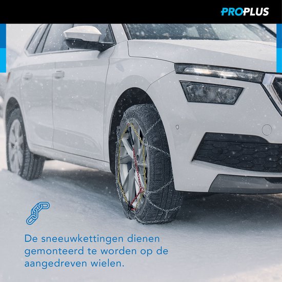 Chaînes à neige ProPlus - KNR255 - Maillons en acier de 16 mm - Label de qualité Önorm - Sécurité - Pneus - Installation rapide et facile - Compatibles avec différentes tailles de pneus - Maillons de réparation et mallette inclus - Lot de 2 - Véhicule 4x4