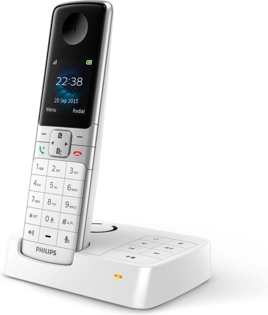 Téléphone sans fil Philips D6351W avec répondeur - Écran 1,8" - Répertoire jusqu'à 100 noms - Reconnaissance des numéros et verrouillage - Plug & Play - Blanc