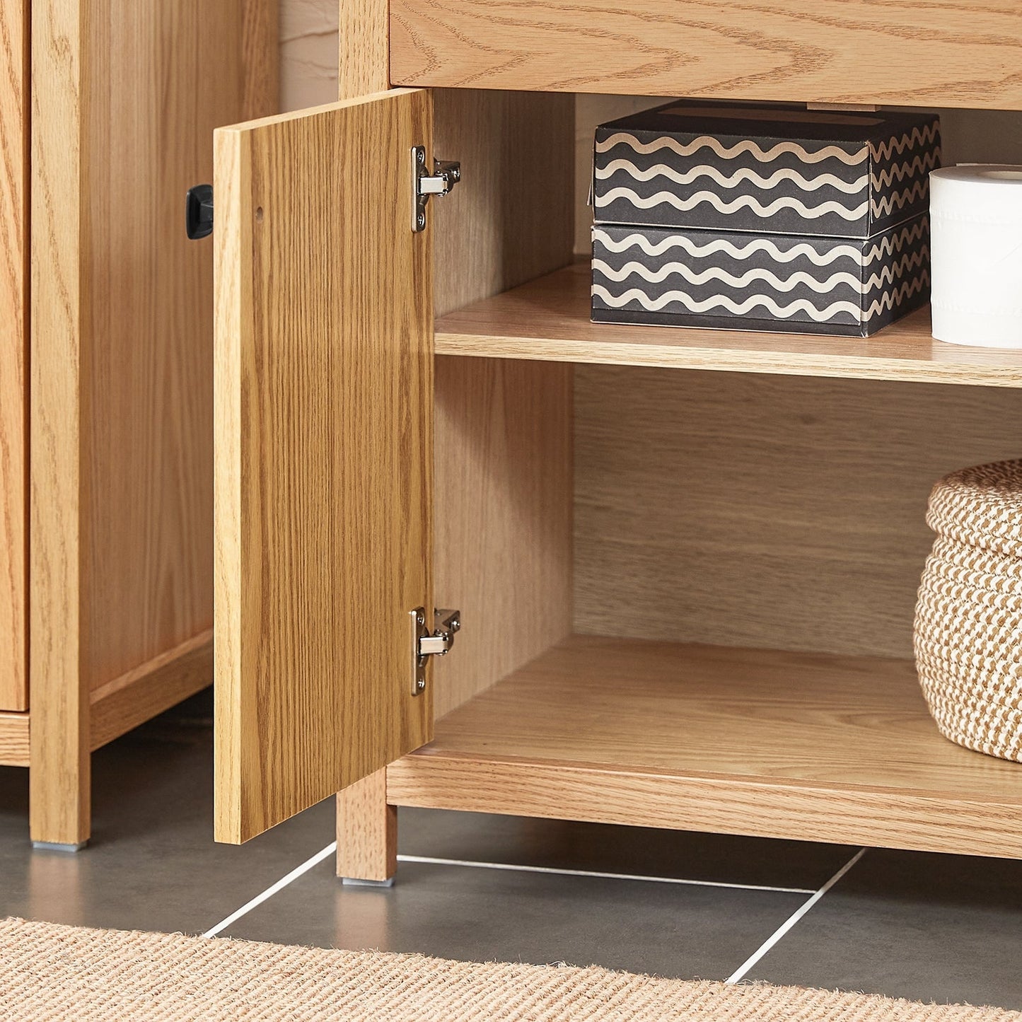 SoBuy Meuble bas pour évier - 2 étagères et 2 portes - Max. 25KG - 60 x 35 x 60 cm - Couleur bois