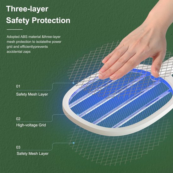 Tapette à mouches électrique 5000V 2 en 1 avec base de chargement USB C - Attrape-mouches, tue-moustiques, mouches, abeilles, papillons de nuit