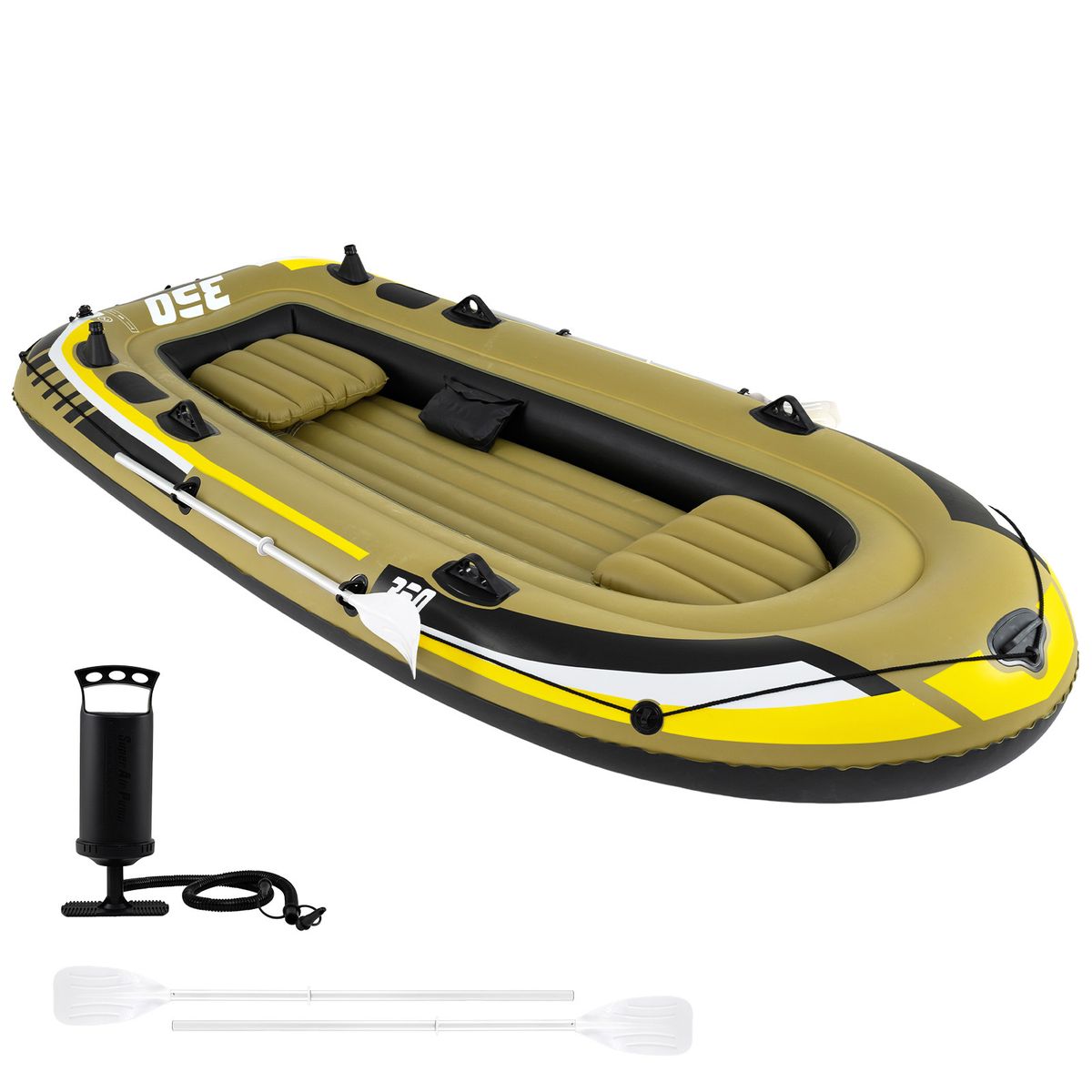 Bateau de pêche gonflable Coast - 3 chambres à air - pagaies et pompe incluses - vert - 305 x 136 x 42 cm