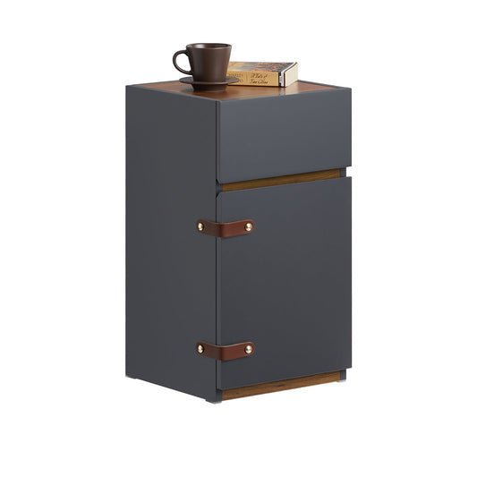 SoBuy FBT146-DG Table de chevet, banc, table de nuit, table d'appoint, table basse avec 1 tiroir et 1 porte pour salon, chambre à coucher