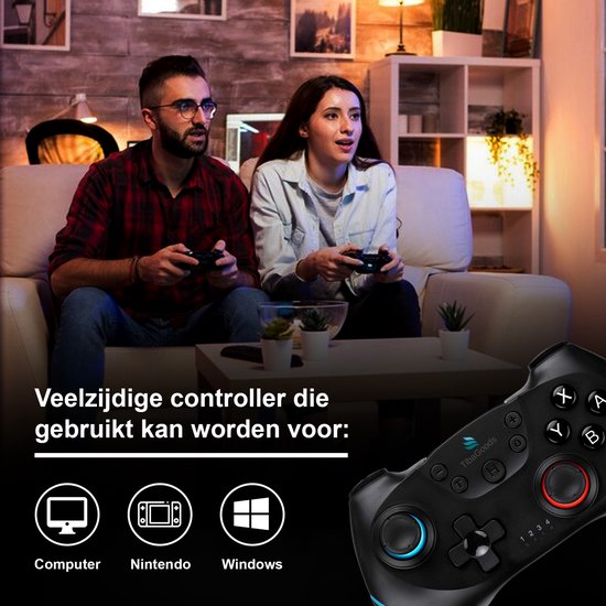 TibaGoods Manette de jeu - Manette sans fil - Convient à la Nintendo Switch - Comprend 2 poignées de pouce - Noir