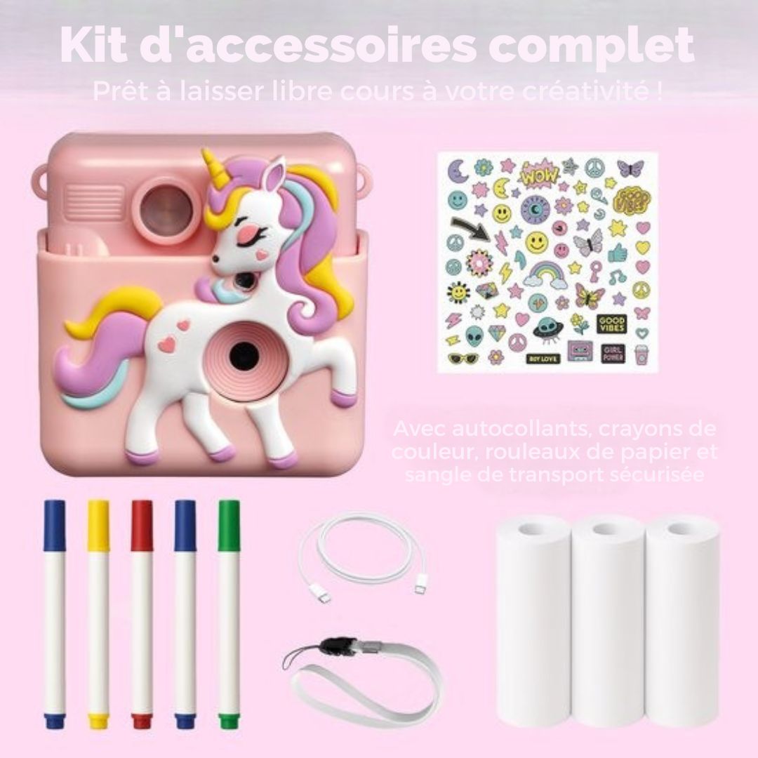 Appareil photo Full HD pour enfants Denver avec imprimante - Appareil photo selfie - 20 Mpx - Appareil photo numérique pour enfants Denver - Jeux - Rose