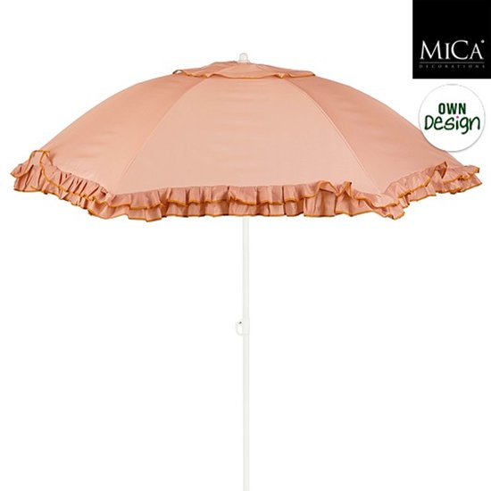 Mica Decorations : parasol inclinable à volants - Parasol à mât 238 x Ø 195 cm - Parasol de jardin ou de balcon - Polyester, acier - Pêche