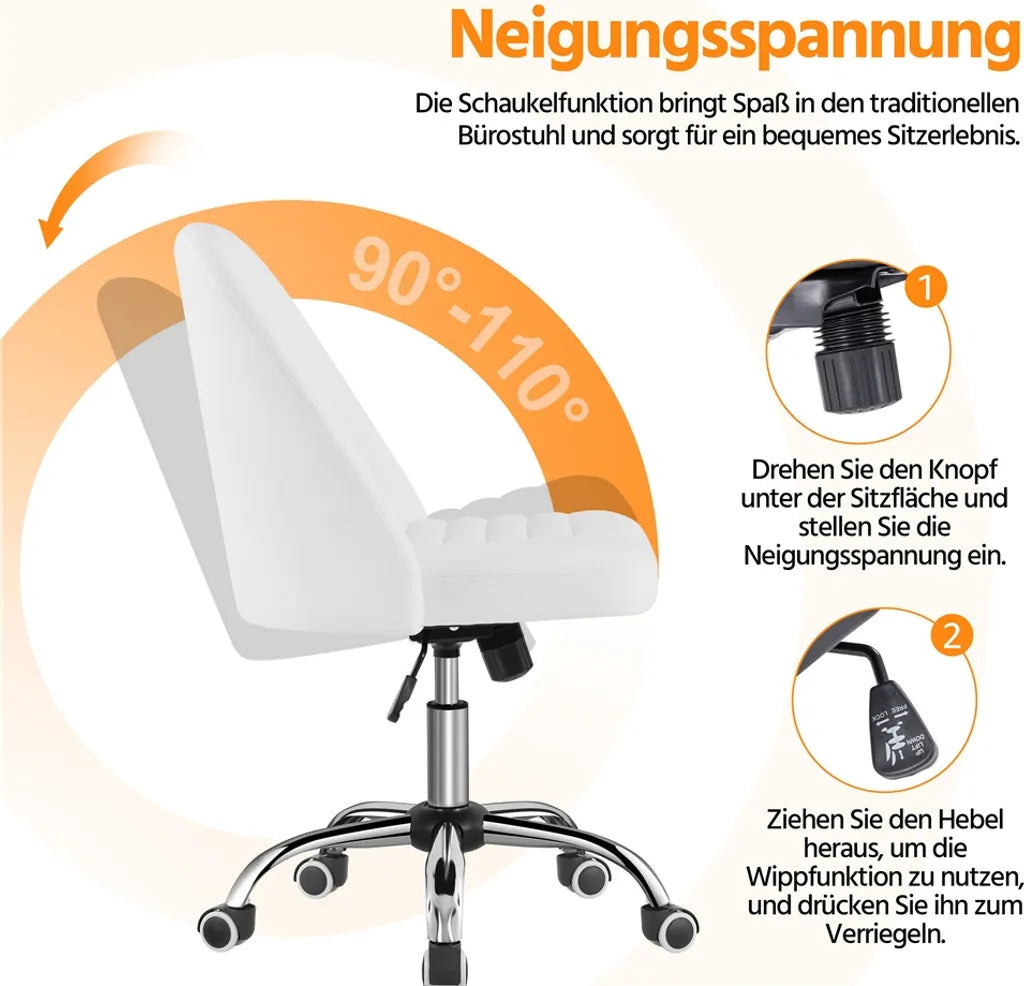 Chaise de bureau Yaheetech blanche, ergonomique et rembourrée