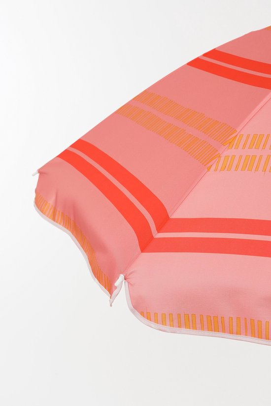 Parasol de plage Mica Decorations Stripe - H 180 x Ø 160 cm - Rose pâle