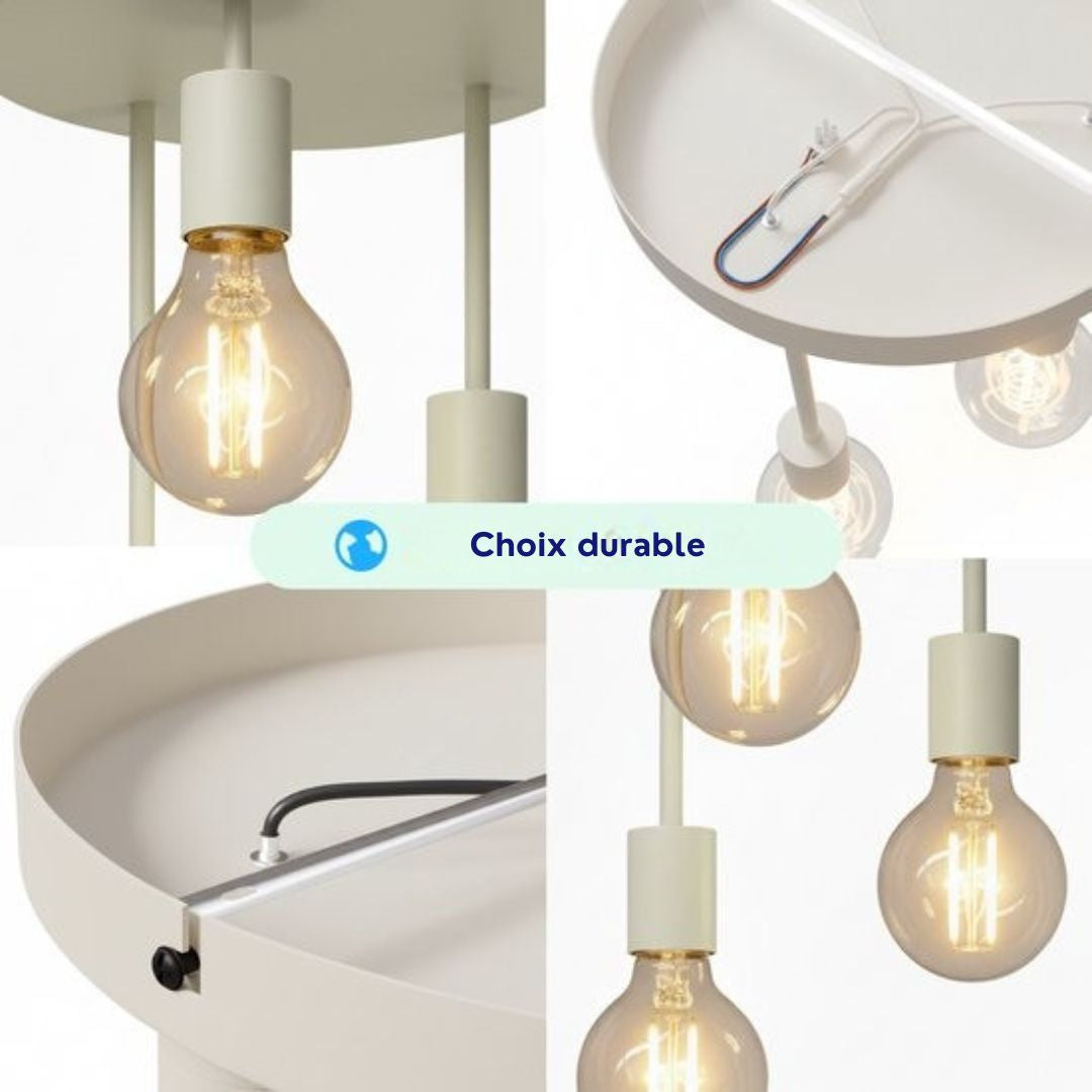 Plafonnier Nolt - 3x E27 Lampe - Industriel - Taupe - ⌀ 28cm - Beige