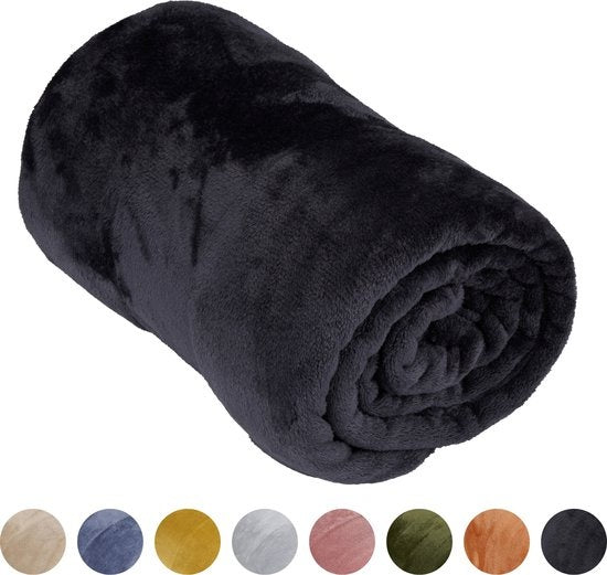 Arti Casa Couverture polaire 150 x 200 cm - Plaid - Super doux - Noir