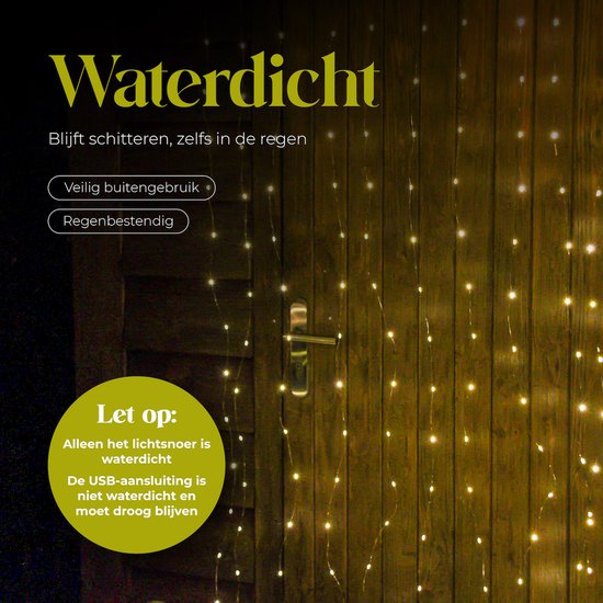 Giftmas Light Curtain - 200 LEDs Warm White - 1x2M - Pour porte ou passage - Intérieur et extérieur - Télécommande - Lumières d'ambiance - Lumières de Noël
