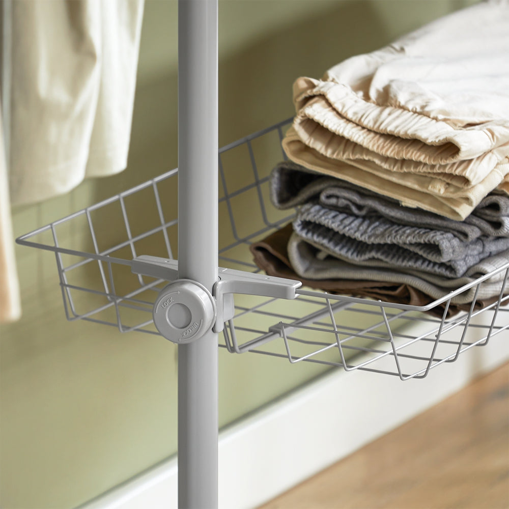 SoBuy Portemanteau - 5 tringles à linge et 2 paniers - réglable - 209-305 x 200-270 cm