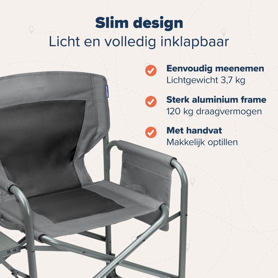 TRVLMORE Chaise de camping - Pliable - Légère - Capacité de charge 120 kg - Gris