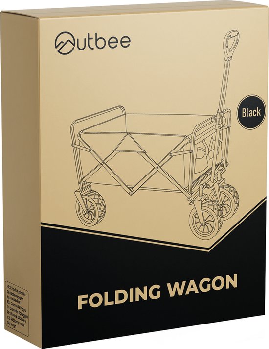 Outbee Bolderkar - Bolderkar pliable - Capacité de charge de 100 kg - Capacité de 100 litres - Noir