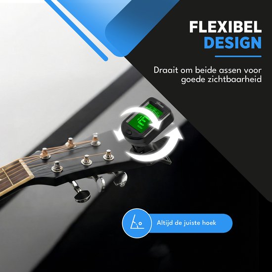 Finesse Tuner Guitare, Basse, Violon, Ukelele - Accordage chromatique - Accordeur