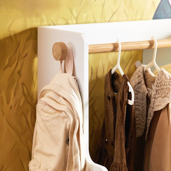 SoBuy KMB109-W Porte-vêtements pour enfants - Bois composite blanc avec rangement