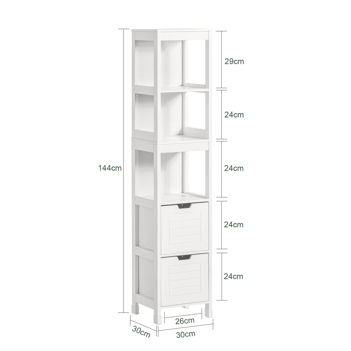 SoBuy Meuble de salle de bain haut avec repose-pieds - 2 tiroirs - acier - 30x30x144cm