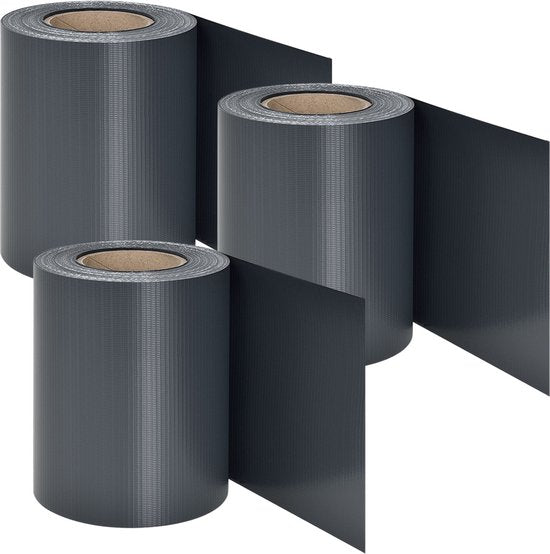 Bandes d'intimité en PVC - 3 pièces - 35 mètres - Anthracite - Clips de fixation inclus