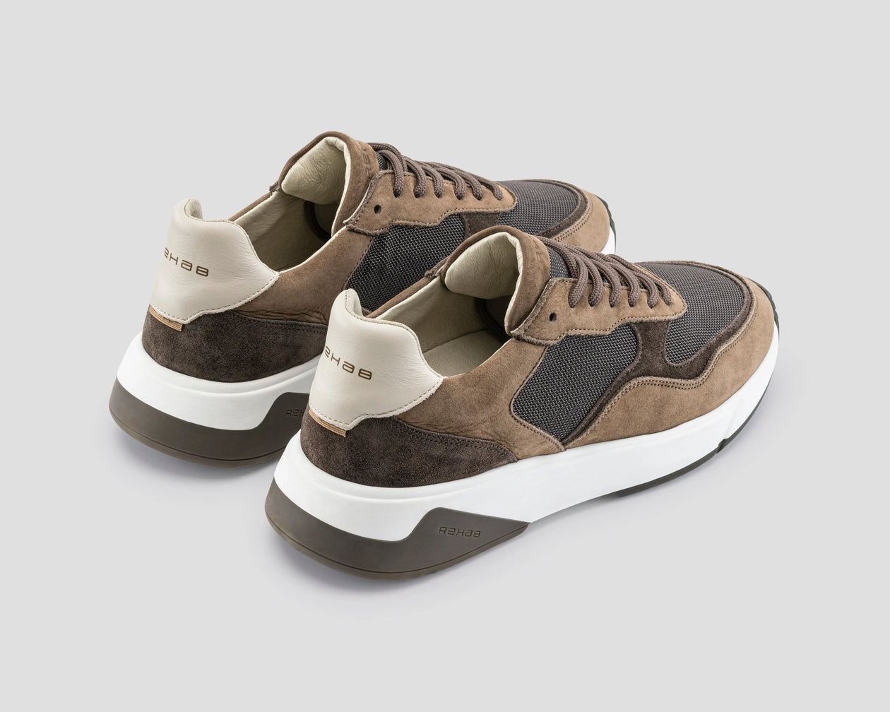 Baskets homme Rehab Booster Mix - Daim et mesh taupe - Taille 44 - Semelle caoutchouc confortable