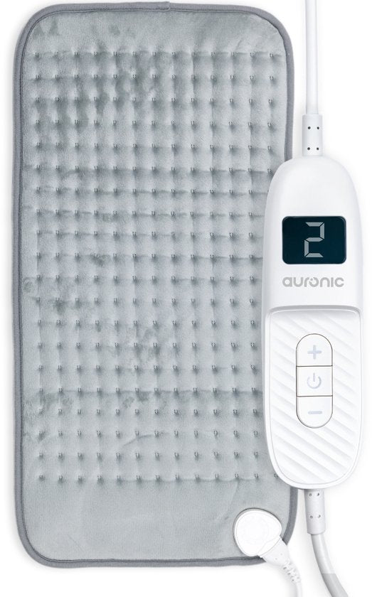 Auronic Coussin chauffant électrique - XXL - 60x30cm - Cou et épaules - Lavable - Coussin chauffant - Oreiller électrique - Gris