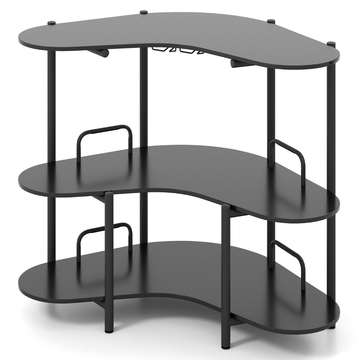 Coast Table de bar Table de cuisine - 3 niveaux, porte-verre, max. 90 kg - 120 x 66 x 102 cm - Panneau de fibres de bois/métal - Noir