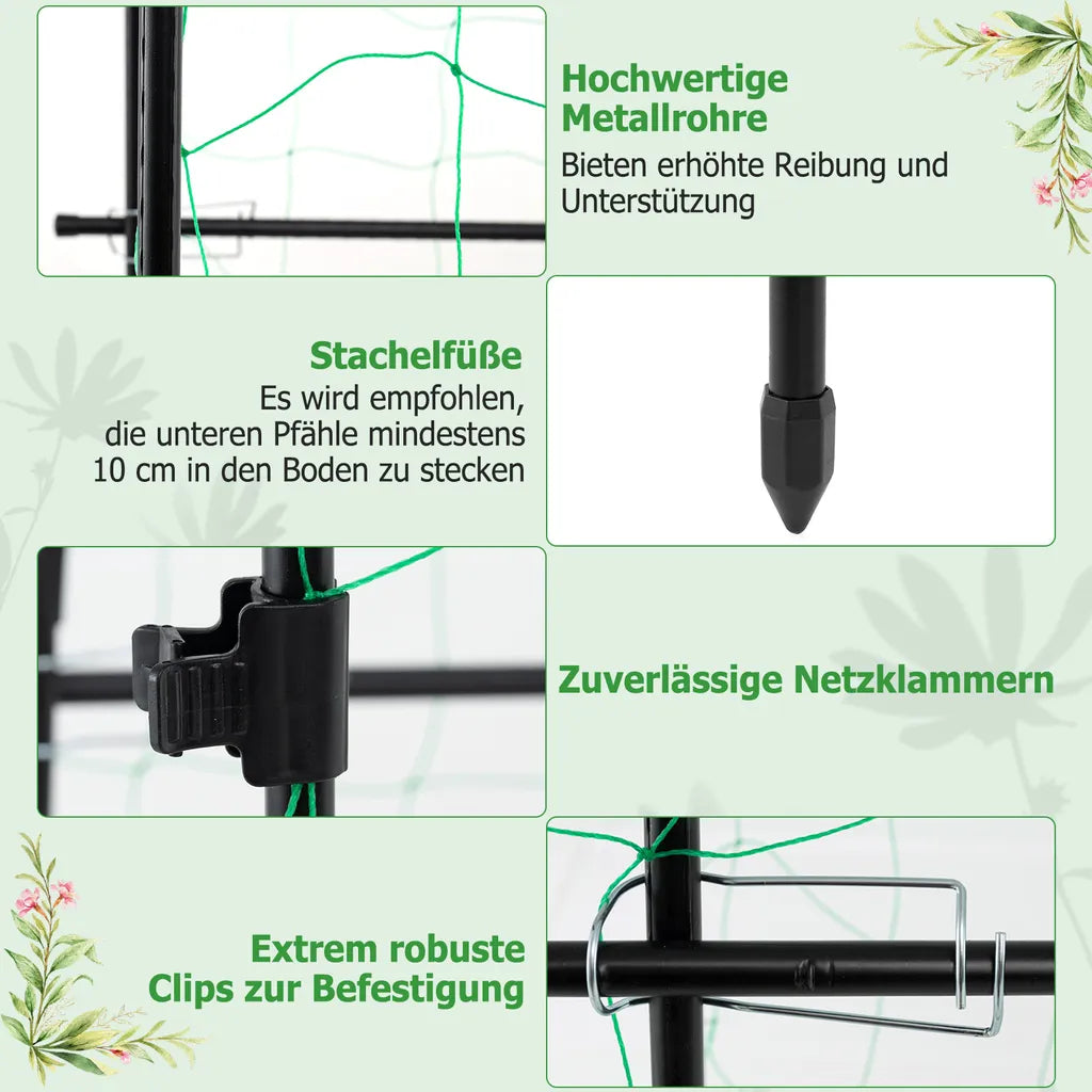 Coast Cucumber Rack Black - Support à plantes réglable avec filet - 179 x 32-65 x 180 cm