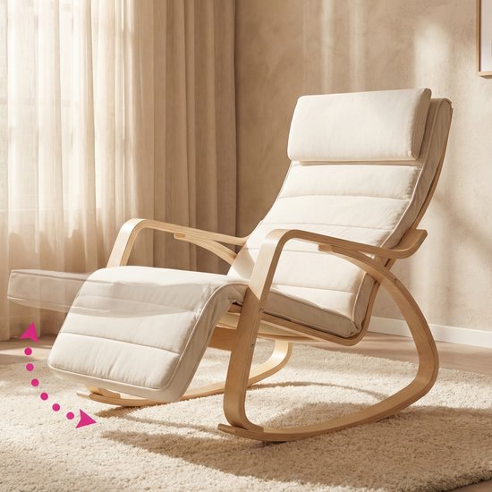 Fauteuil à bascule Bayt - Fauteuil - Fauteuil à bascule pour chambre d'enfant - Fauteuil de relaxation - Blanc