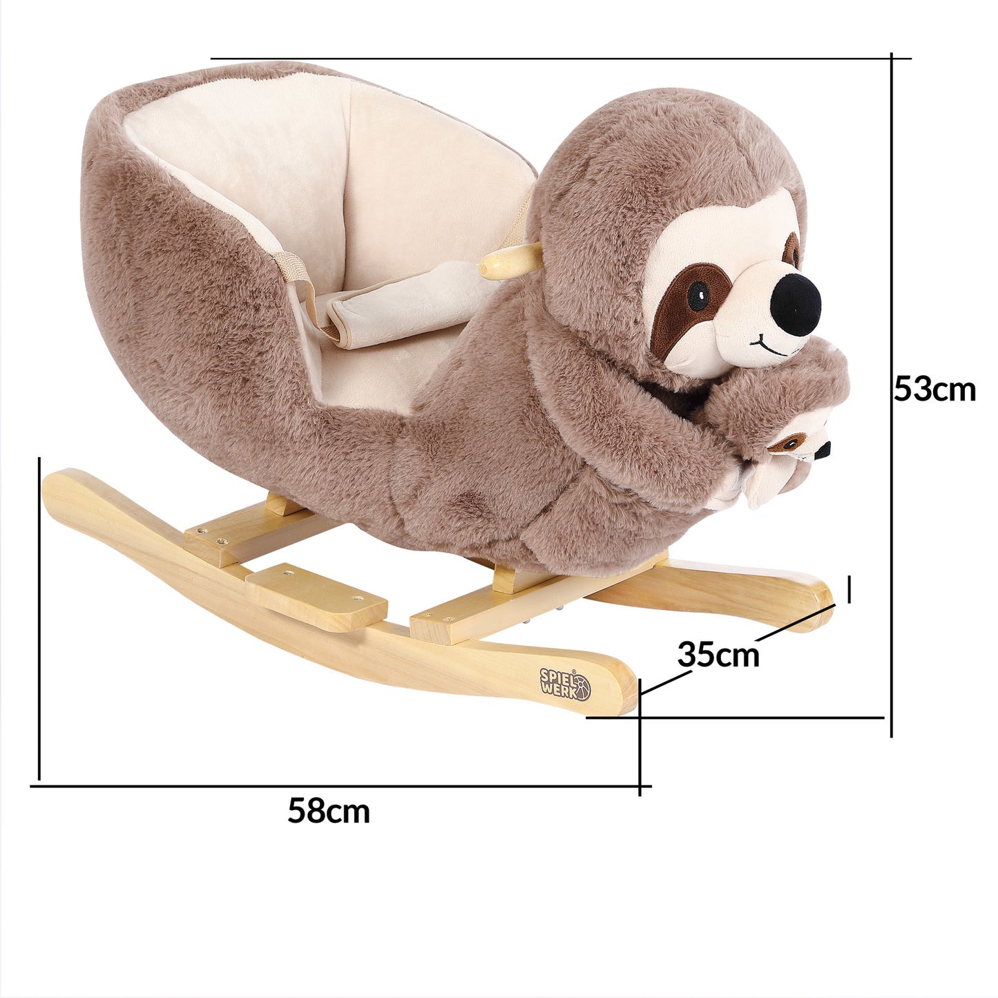 Spielwerk Animal à bascule - Sloth - Marron - Sangle de sécurité incluse