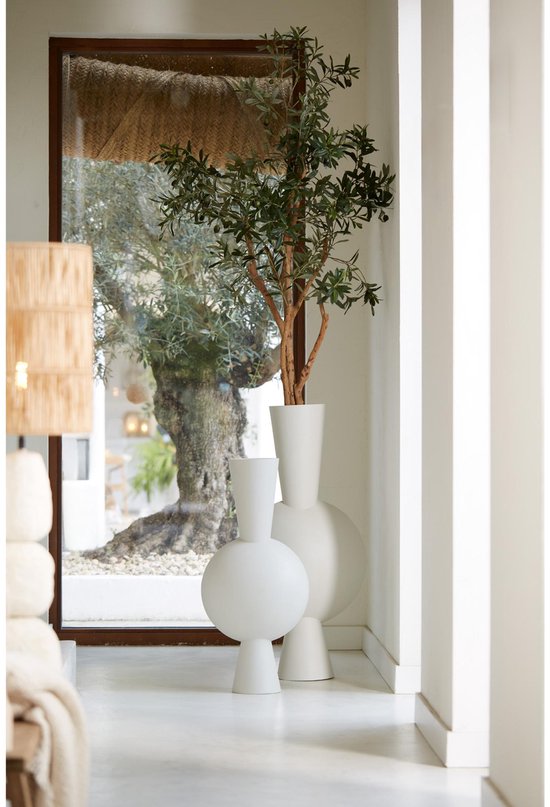 Vase Kavandu de Light & Living - Blanc - 37,5 x 22 x 81 cm - Métal - Moderne - Vase à fleurs - Décoration d'intérieur - Vase décoratif pour le salon ou la chambre à coucher