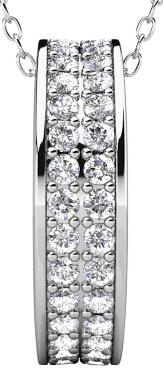 Yolora Dames Ketting met Hanger - Kalpa Camaka Kristallen - Zilverkleurig - 18K Witgoud Verguld - Vrouwen Collier Zilver - Sieraden - Halsketting - Luxe Giftbox - Geschenkdoos - Cadeau doos - Exclusieve Geschenkverpakking - Mooie Cadeauverpakking