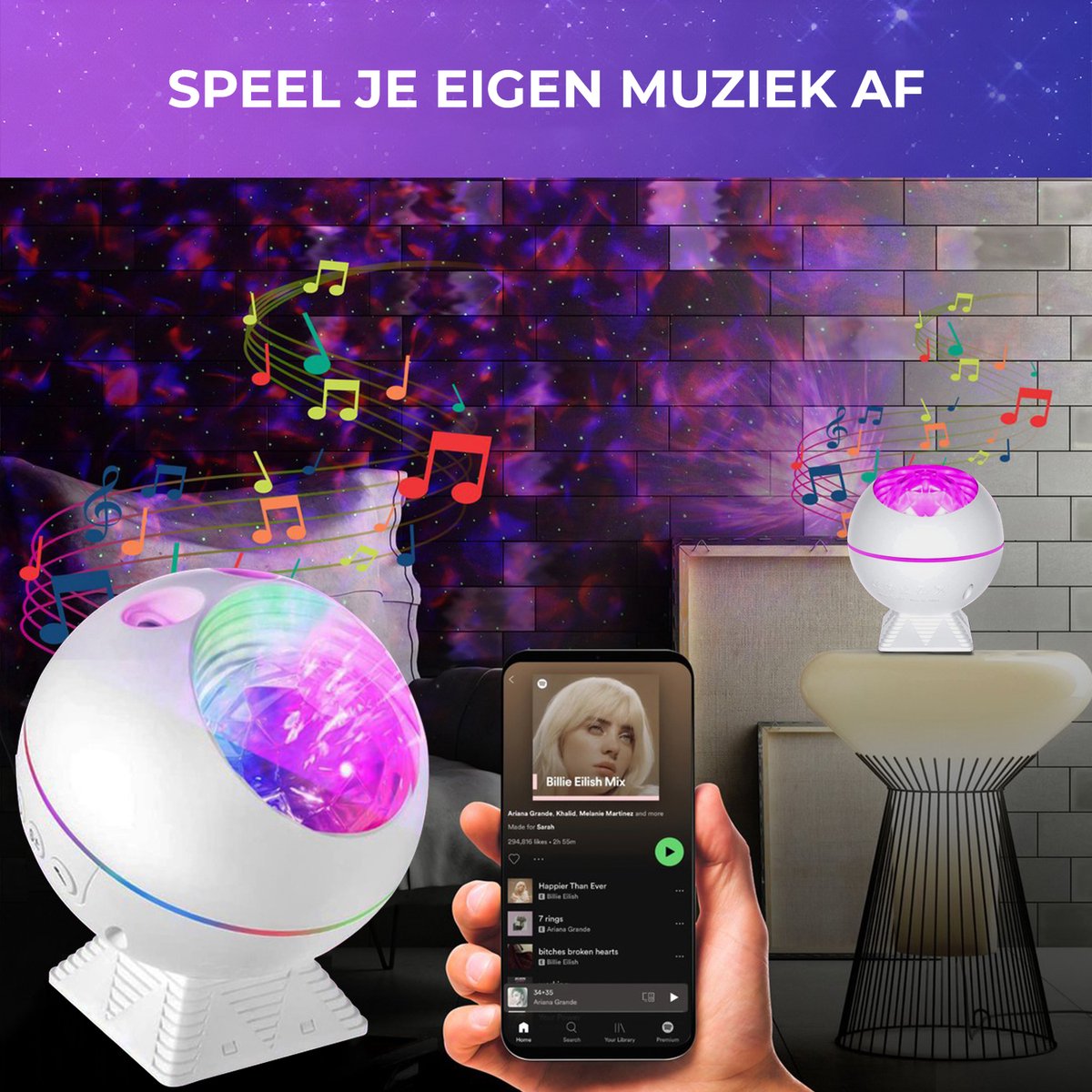 MostEssential Premium Star Projector - Bluetooth 5.0 - USB - 3000 lm - Blanc