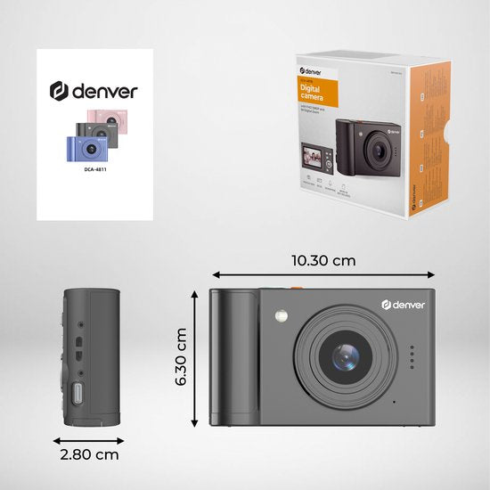 Denver Caméra numérique Full HD - 48MP - Caméra Vlog - Photo et vidéo - Caméra - DCA4811B