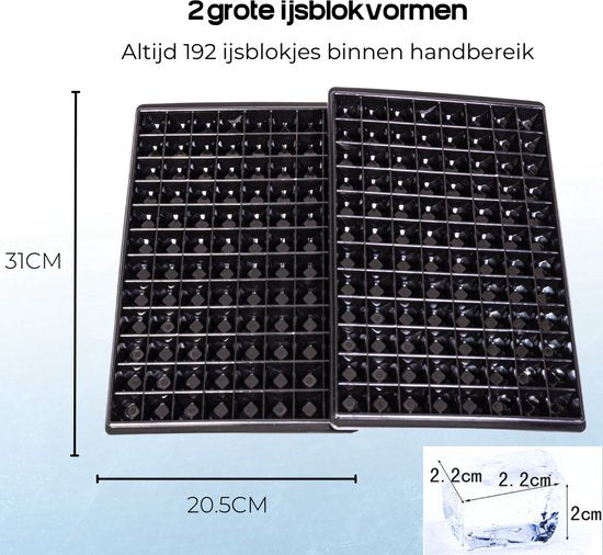 Moule à glaçons The Plunge® (2 pièces) - 192 glaçons - Carré - Noir