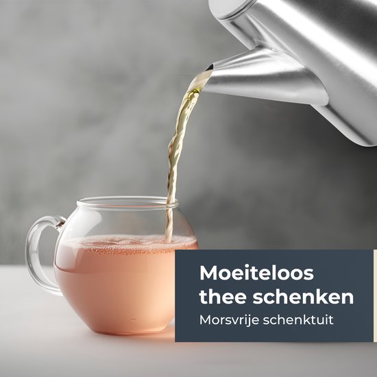 Théière Castagnola avec filtre - Théière à double paroi - Thermos en acier inoxydable - Pichet isotherme 1 L - acier inoxydable - Argent brossé