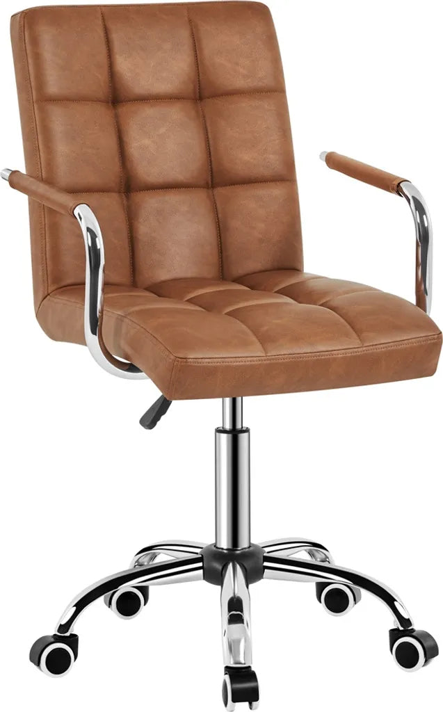 Chaise de bureau Yaheetech en similicuir avec accoudoirs - Réglable et pivotante - Marron rétro