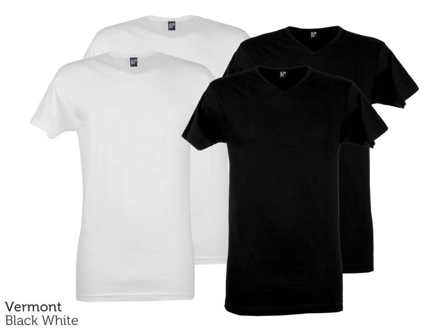 4x Alan Red Basic T-Shirt | Vermont ou Derby - Taille XL - Noir/Blanc