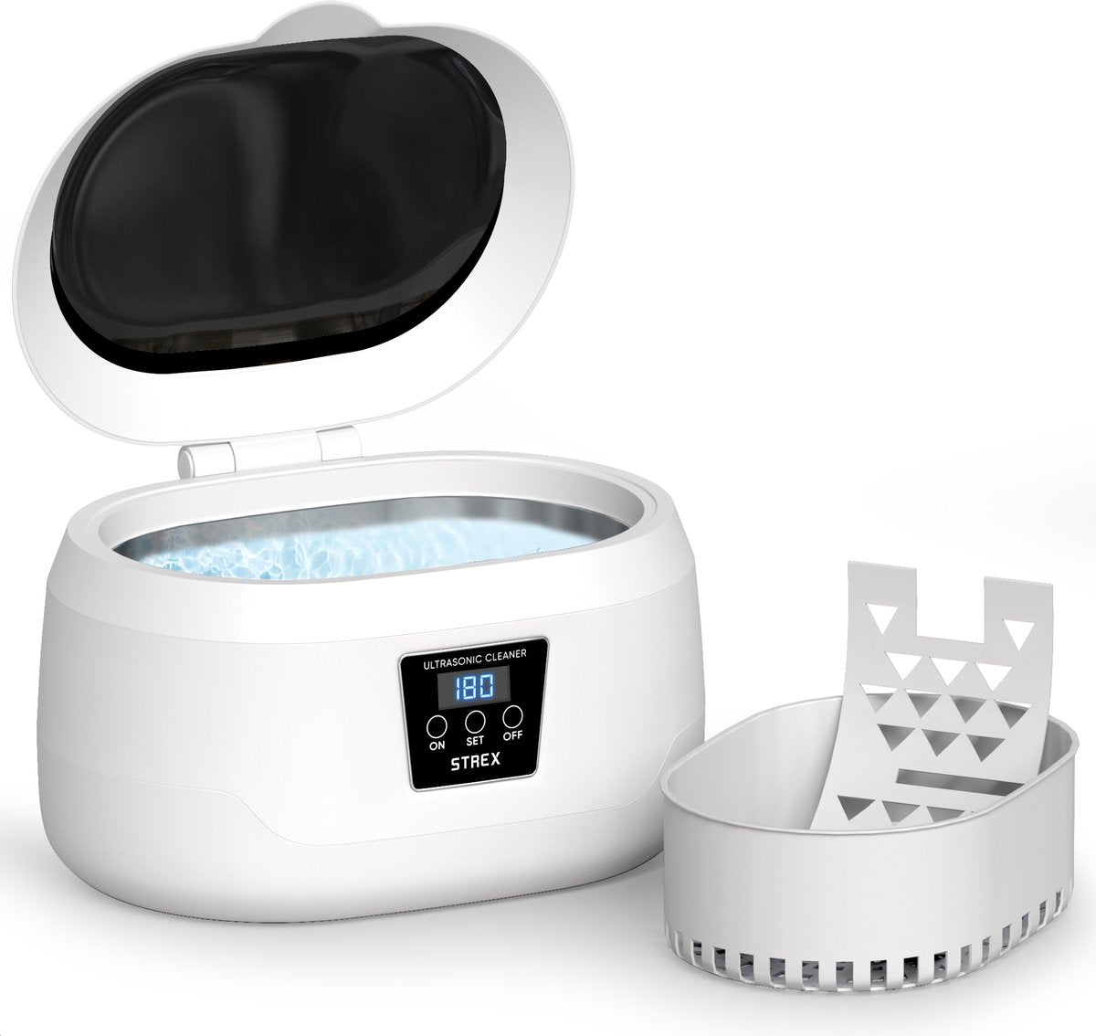 Strex Ultrasonic Cleaner 600ml - 360º - Nettoyeur à ultrasons - Appareil de nettoyage pour lunettes / bijoux / montres / pièces de monnaie