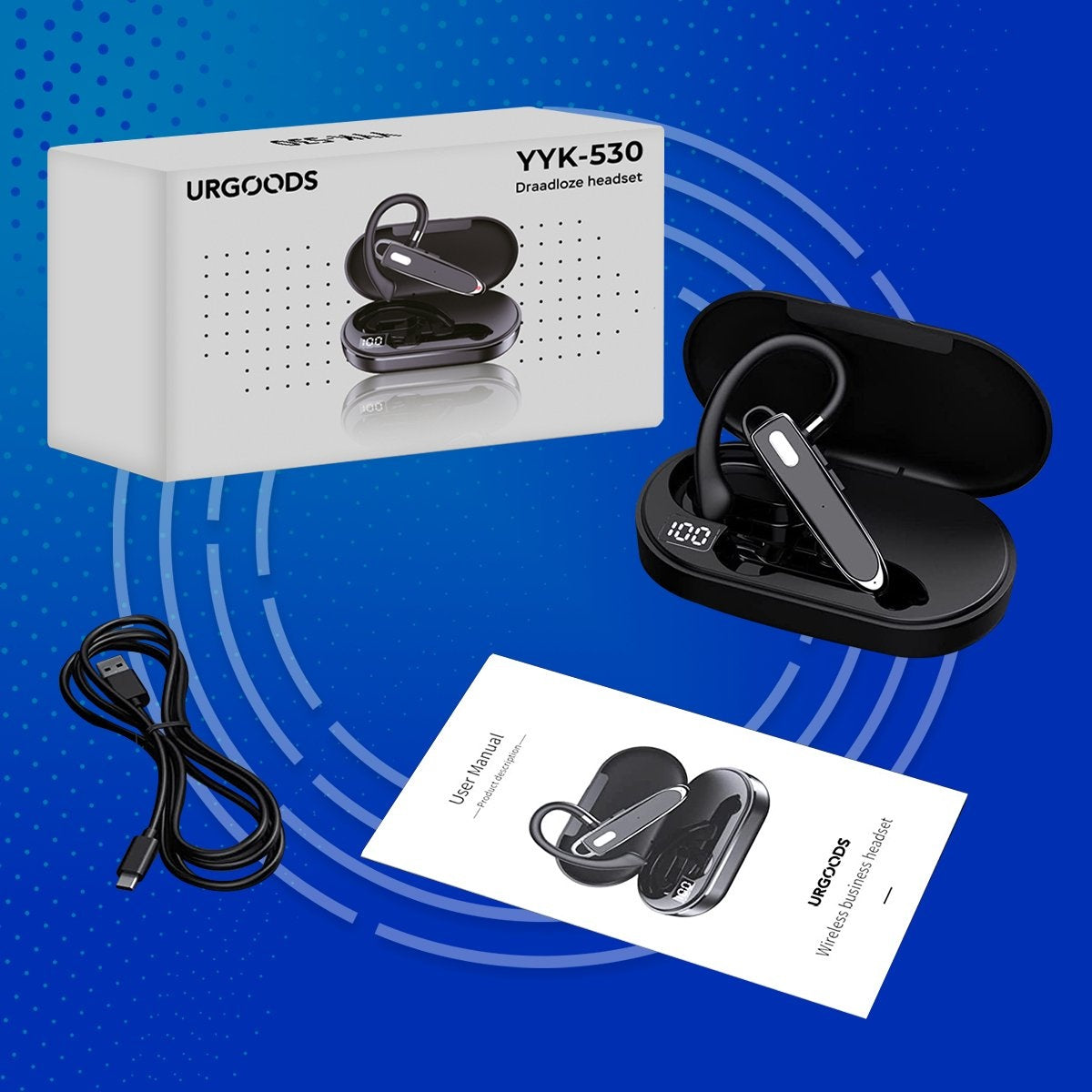 Casque Bluetooth avec étui de chargement - Casque intra-auriculaire - Casque sans fil avec microphone - Bluetooth 5.1 - Appels mains libres - Étanchéité IPX7