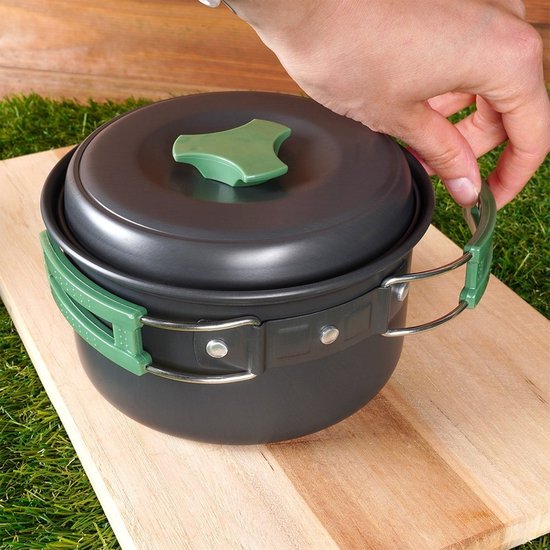Batterie de cuisine Redcliffs Outdoor Camping - 2 pièces - aluminium/inox - noir/vert - camping