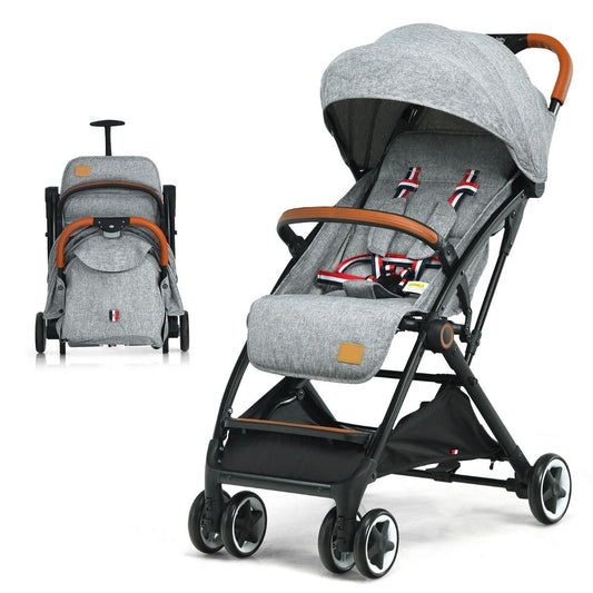 Poussette pliable Coast - Dossier et repose-pieds réglables - Pare-soleil rétractable - 41 x 72 x 96,5 cm - Gris