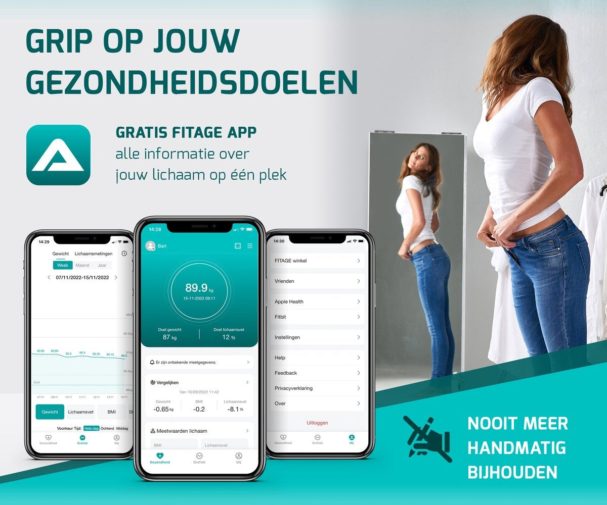 FITAGE Pèse-personne LCD Digital - Pèse-personne intelligent avec analyse corporelle 17x - Pèse-personnes - FITAGE App