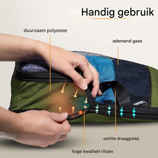 Cubes de compression pour valise et sac à dos avec sac de rangement, Olive Odyssey - Vert
