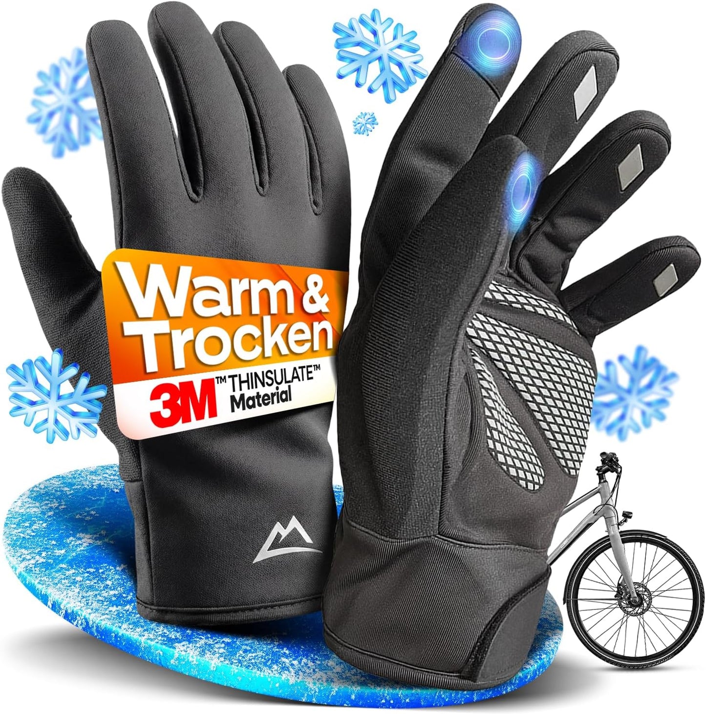 Nextcover® Gants de vélo d'hiver homme et femme avec ThermoShield 2.0 I Gants de vélo d'hiver unisexe dans les tailles S-XXL I Gants de vélo d'hiver chauds et imperméables thermo gants d'hiver imperméables